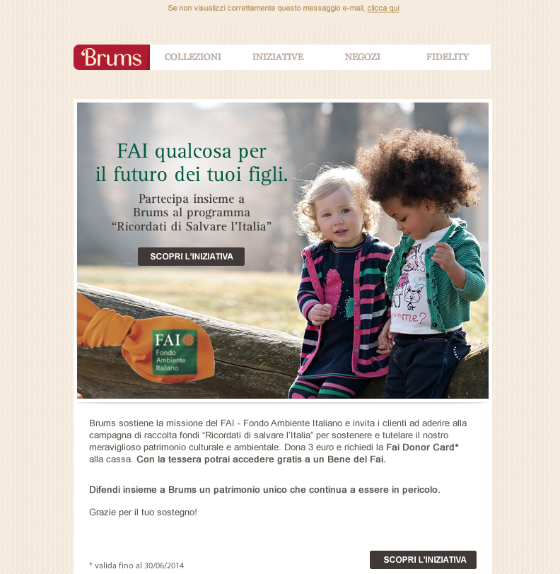 FAI qualcosa per il futuro dei tuoi figli Brums sostiene il FAI