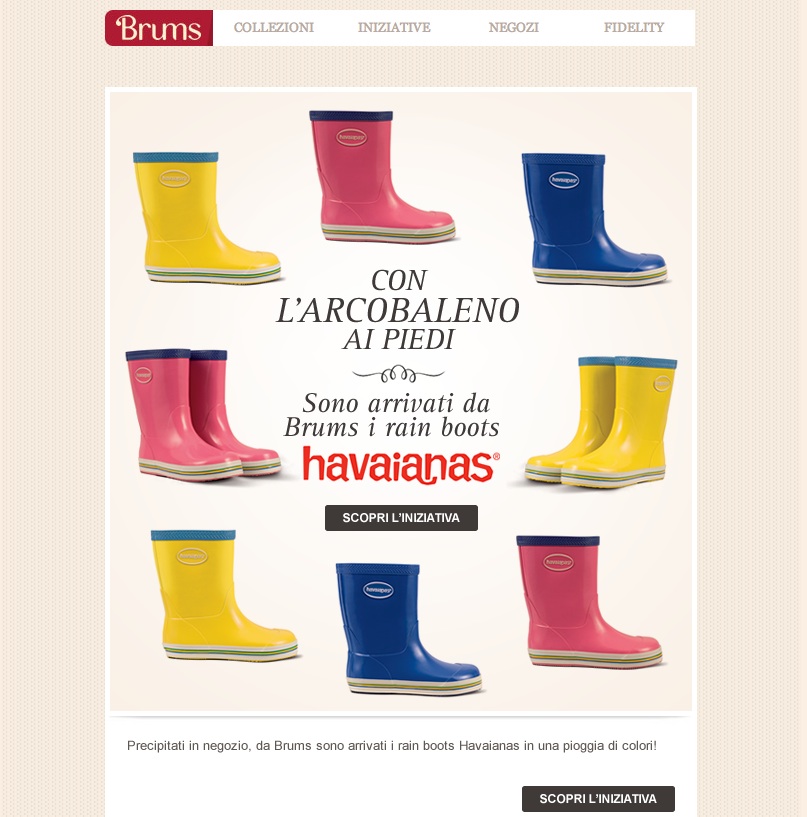 Con l'arcobaleno ai piedi: sono arrivati da Brums i rain boots Havaianas